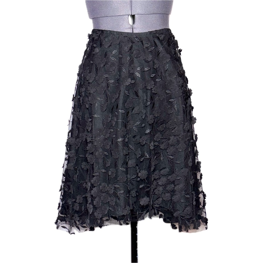 Only Hearts Helena Stuart 3D Flower Skirt 90s Y2K Black Mesh W27.75 H44 XS